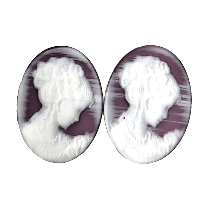 22X30MM WOMAN CAMEO CAT'S EYE PURPLE